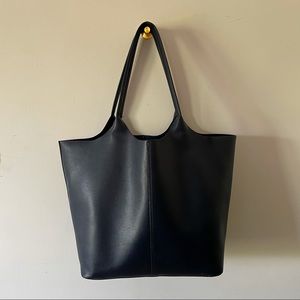 Zara Navy Faux-Leather Tote